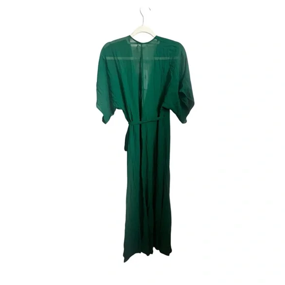 NWT Reformation Winslow Short Sleeve V-Neck Wrap Maxi Dress Small Emerald Green - Picture 8 of 8